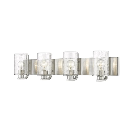 Z-Lite Beckett 4 Light Vanity, Brushed Nickel And Clear Seedy 492-4V-BN